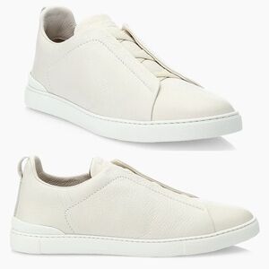 ZEGNA Triple Stitch Leather Low-Top Sneakers